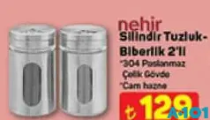 NEHİR SİLİNDİR TUZLUK - BİBERLİK 2'Lİ NEHİR SİLİNDİR TUZLUK - BİBERLİK 2'Lİ